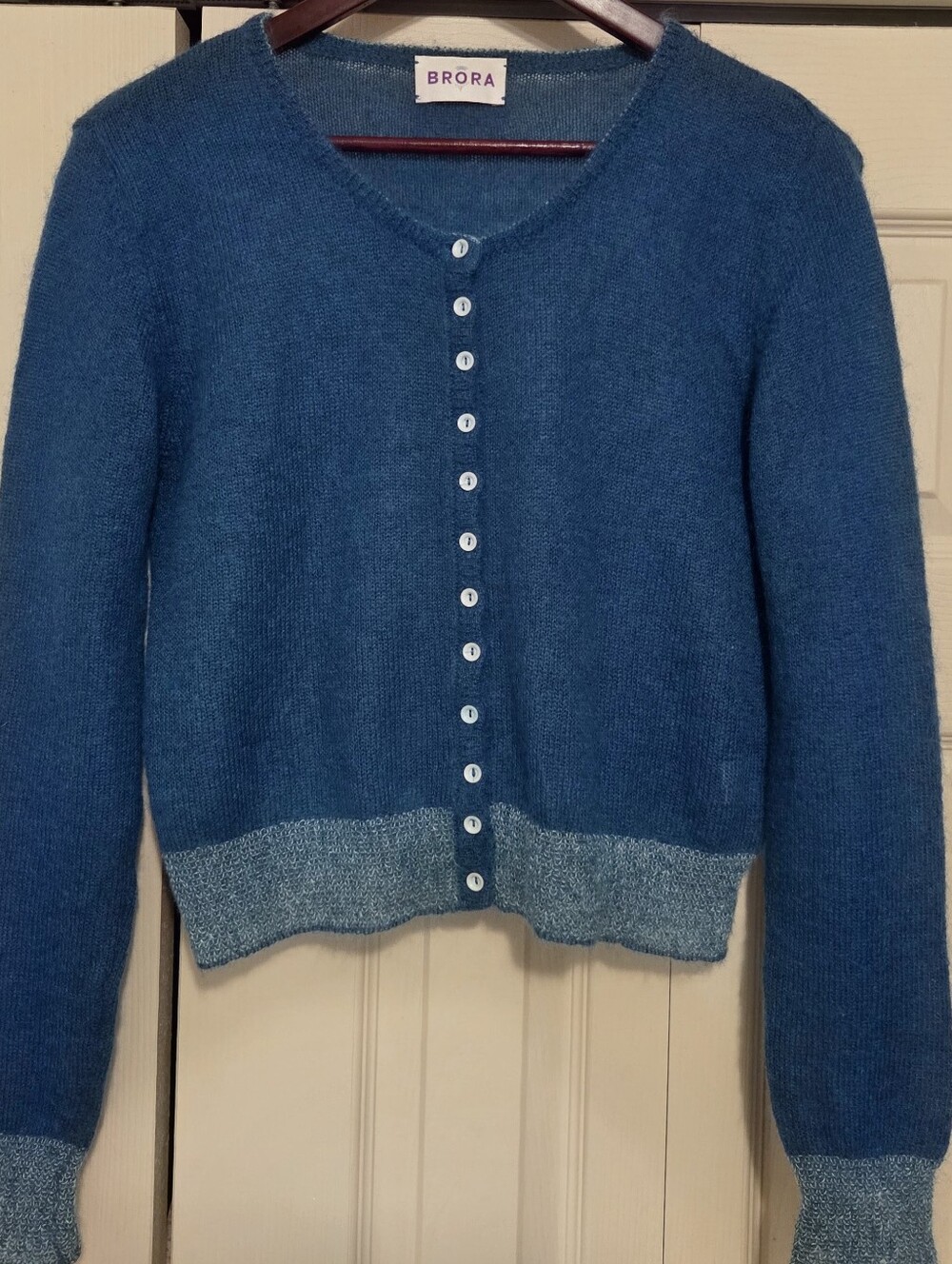 Brora BeautifulTeal Blue  Mohair Blend Sweater  Excellent Con. Size 12 (New $275
